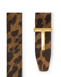 dunkelbrauner Ledergürtel mit Leopardenmuster von Tom Ford