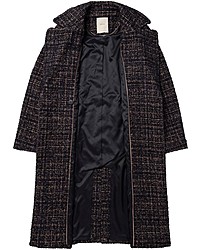 dunkelbrauner Mantel aus Bouclé mit Schottenmuster von Esprit
