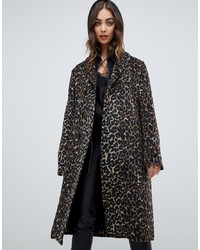 dunkelbrauner Mantel mit Leopardenmuster von Religion