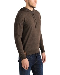 dunkelbrauner Pullover mit einem Kapuze von INDICODE