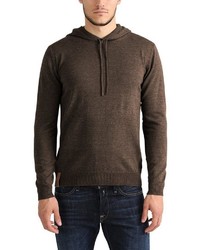 dunkelbrauner Pullover mit einem Kapuze von INDICODE