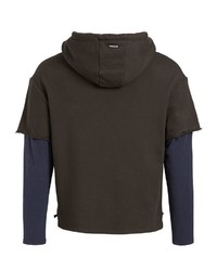 dunkelbrauner Pullover mit einem Kapuze von khujo