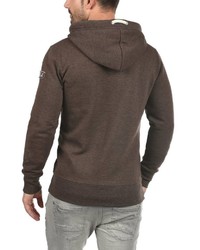 dunkelbrauner Pullover mit einem Kapuze von Solid