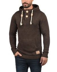 dunkelbrauner Pullover mit einem Kapuze von Solid
