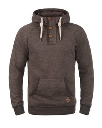 dunkelbrauner Pullover mit einem Kapuze von Solid