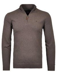 dunkelbrauner Pullover mit einem Reißverschluss am Kragen von RAGMAN