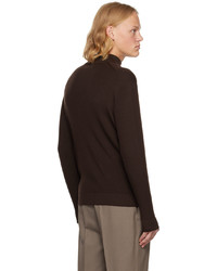 dunkelbrauner Pullover mit einem Reißverschluß von Second/Layer