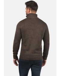 dunkelbrauner Pullover mit einem Reißverschluß von Solid