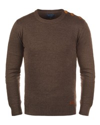 dunkelbrauner Pullover mit einem Rundhalsausschnitt von BLEND