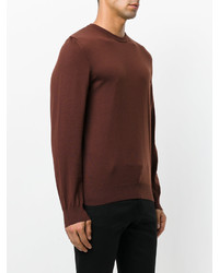 dunkelbrauner Pullover mit einem Rundhalsausschnitt von Z Zegna