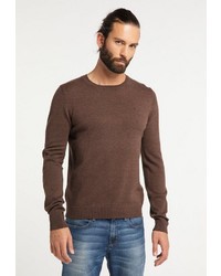 dunkelbrauner Pullover mit einem Rundhalsausschnitt von Dreimaster