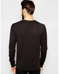 dunkelbrauner Pullover mit einem Rundhalsausschnitt von Selected