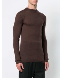 dunkelbrauner Pullover mit einem Rundhalsausschnitt von Rick Owens