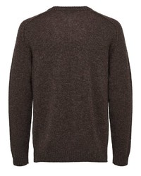 dunkelbrauner Pullover mit einem Rundhalsausschnitt von Selected Homme