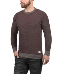 dunkelbrauner Pullover mit einem Rundhalsausschnitt von Solid
