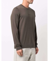 dunkelbrauner Pullover mit einem Rundhalsausschnitt von Calvin Klein Jeans