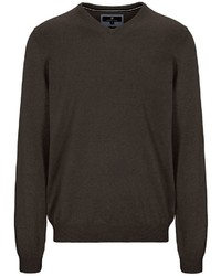 dunkelbrauner Pullover mit einem V-Ausschnitt von BASEFIELD