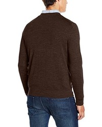 dunkelbrauner Pullover mit einem V-Ausschnitt von Calvin Klein