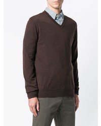 dunkelbrauner Pullover mit einem V-Ausschnitt von Polo Ralph Lauren