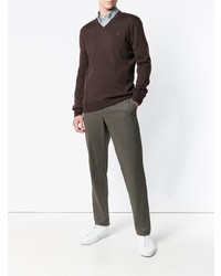 dunkelbrauner Pullover mit einem V-Ausschnitt von Polo Ralph Lauren