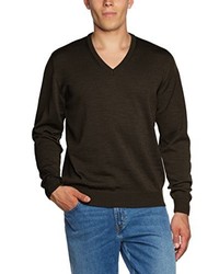 dunkelbrauner Pullover mit einem V-Ausschnitt von Maerz