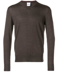 dunkelbrauner Pullover mit einem V-Ausschnitt von Aspesi