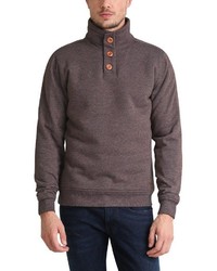 dunkelbrauner Pullover mit einem zugeknöpften Kragen von BLEND