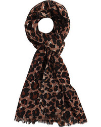 dunkelbrauner Schal mit Leopardenmuster
