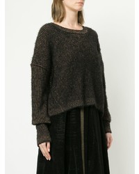 dunkelbrauner Strick Oversize Pullover von Uma Wang