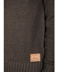 dunkelbrauner Strick Pullover mit einem Kapuze von Solid