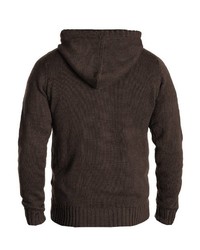 dunkelbrauner Strick Pullover mit einem Kapuze von Solid
