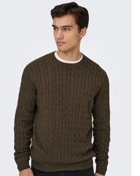 dunkelbrauner Strickpullover von ONLY & SONS