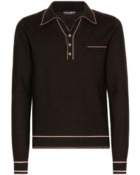 dunkelbrauner Wollpolo pullover von Dolce & Gabbana