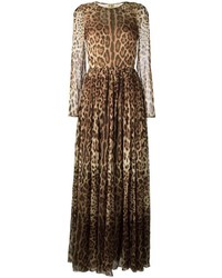 dunkelbraunes bedrucktes Kleid von Dolce & Gabbana