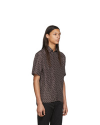 dunkelbraunes bedrucktes Kurzarmhemd von Fendi