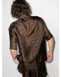 dunkelbraunes bedrucktes Kurzarmhemd von Fendi