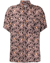 dunkelbraunes bedrucktes Kurzarmhemd von Nanushka