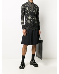 dunkelbraunes bedrucktes Kurzarmhemd von Alexander McQueen