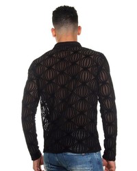 dunkelbraunes bedrucktes Langarmhemd von Oboy Streetwear