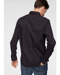dunkelbraunes bedrucktes Langarmhemd von Tom Tailor