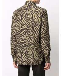 dunkelbraunes bedrucktes Langarmhemd von Tom Ford