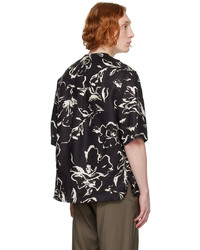 dunkelbraunes bedrucktes Leinen Langarmhemd von Agnona