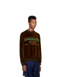 dunkelbraunes bedrucktes Sweatshirt von Gucci