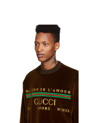 dunkelbraunes bedrucktes Sweatshirt von Gucci