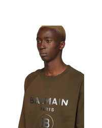 dunkelbraunes bedrucktes Sweatshirt von Balmain
