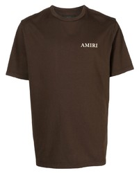 dunkelbraunes bedrucktes T-Shirt mit einem Rundhalsausschnitt von Amiri