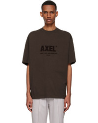 dunkelbraunes bedrucktes T-Shirt mit einem Rundhalsausschnitt von Axel Arigato
