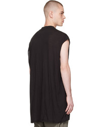 dunkelbraunes bedrucktes T-Shirt mit einem Rundhalsausschnitt von Rick Owens