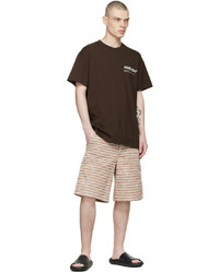 dunkelbraunes bedrucktes T-Shirt mit einem Rundhalsausschnitt von Ambush