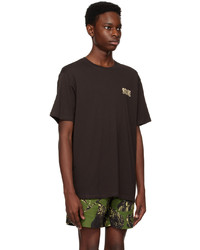 dunkelbraunes bedrucktes T-Shirt mit einem Rundhalsausschnitt von Saturdays Nyc